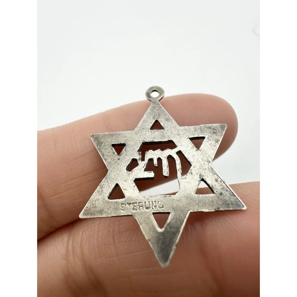 Vintage Sterling Silver Star of David with Chai Jewish Charm